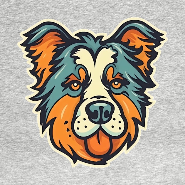 Border Collie dog head logo in circle by KOTYA